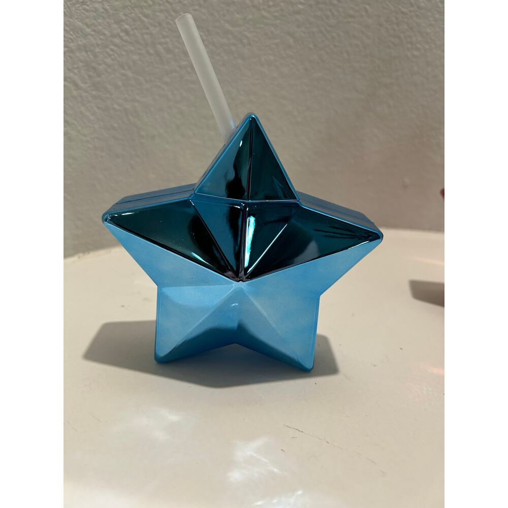 NOVELTY TUMBLER NWT Set of 3 Metallic Red Blue Silver with Straw - Picture 4 of 10